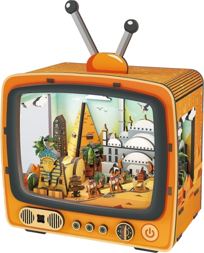 2Kids Toys 3D medinė dėlionė retro TV su egiptietiška scena