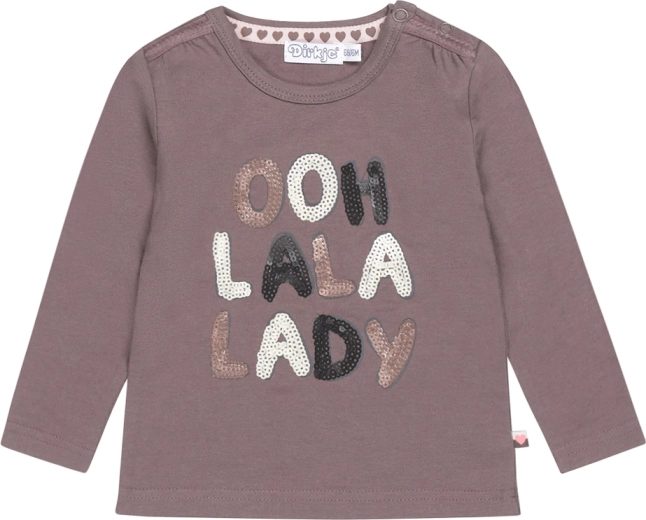 Dirkje girls' long-sleeve T-shirt Ooh La La Lady grey-brown