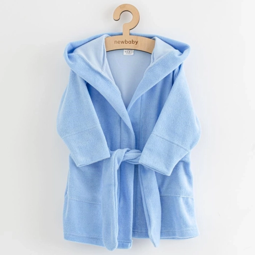 Children's terry bathrobe with hood New Baby, blue, size 104/110