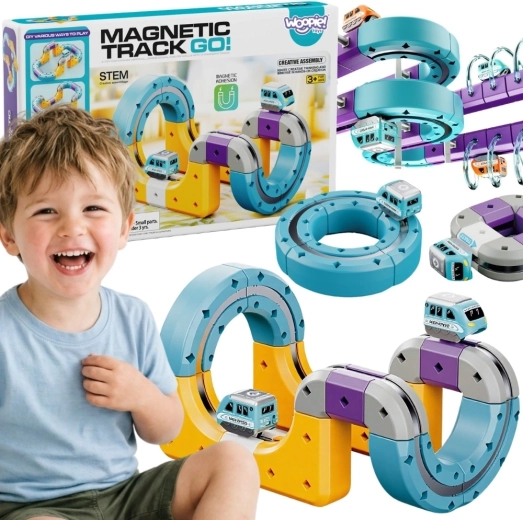 Woopie magnetic construction train set – magnetic track with attractive magnetic effect (38 pieces)