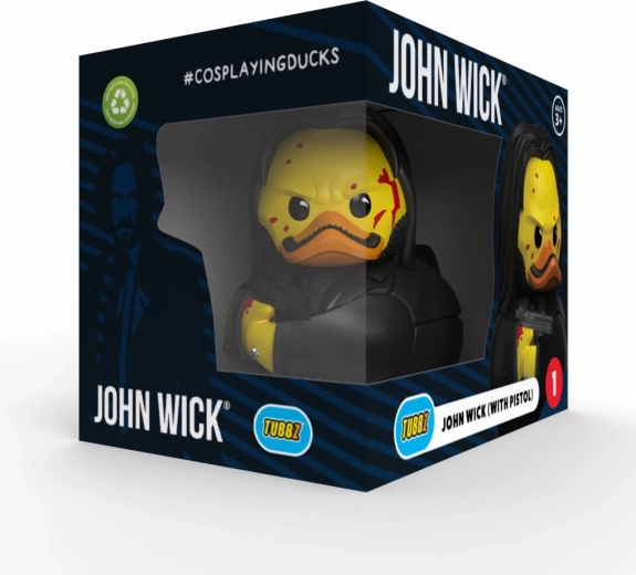 TUBBZ collectible duck John Wick with a pistol