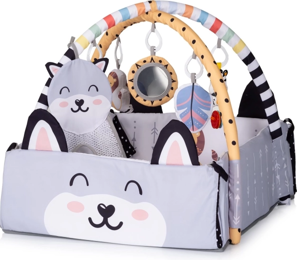 Hanging toys and a safe mirror for sensory development