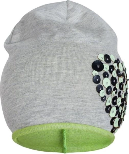 Spring cotton beanie New Baby little heart, gray‑green
