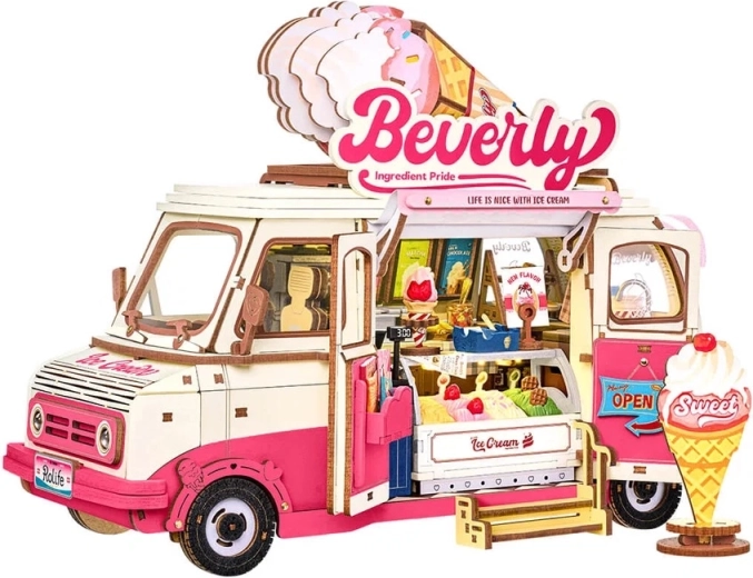Robotime Rolife 3D medinė dėlionė „Beverly“ ledų furgonas – 1 vnt.