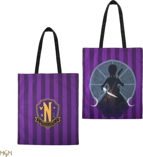 Wednesday cotton shoulder tote bag with forehead motif