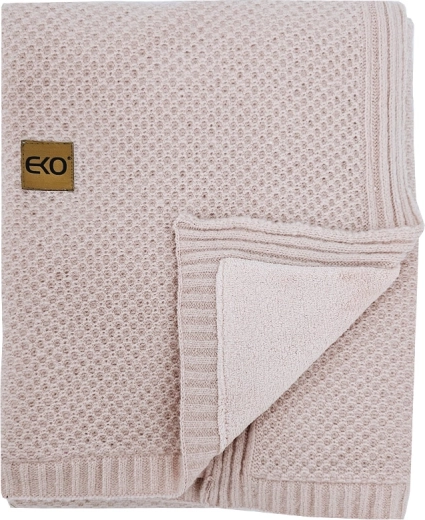 EKO knitted baby blanket with lining, rose pink, 100 × 80 cm