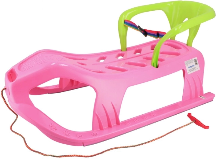 Plastikinės rogutės su atlošu Baby Mix Snow Star rožinės