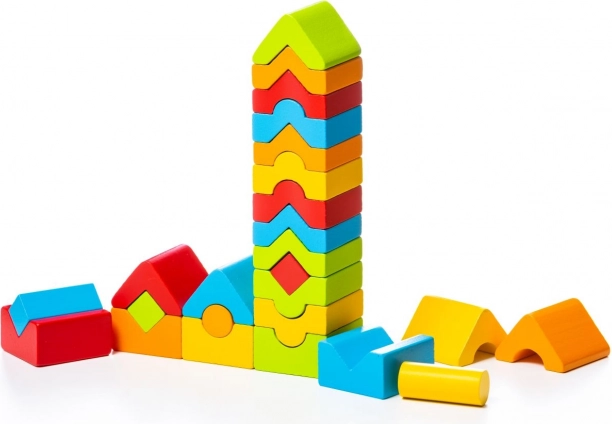 CUBIKA medinė konstravimo dėlionė 5 bokštai, 25 dalys
