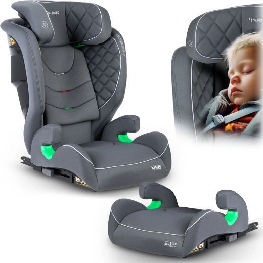 Nukido Louis vaikiška automobilinė kėdutė, pilka, 100–150 cm, i-Size ISOFIX