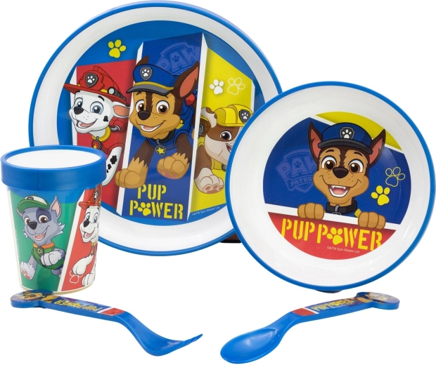 Paw Patrol Pup Power premium neslystanti pusryčių/maitinimo rinkinys – 5 dalys