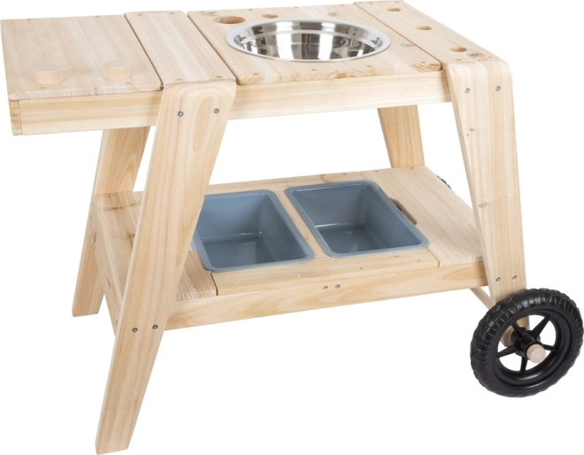 Medinė lauko virtuvėlė vaikams small foot – kompaktiška mobili mud kitchen