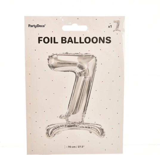 Silver standing foil balloon number 7 (70 cm)