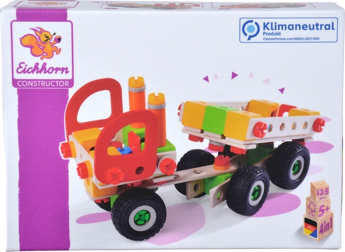 Eichhorn Constructor wooden building set 4-in-1 – trucks