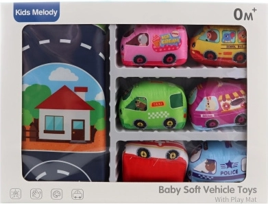 Kids’ transport set with fabric play mat and 6 vehicles