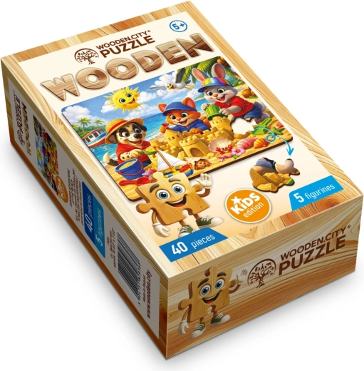 WOODEN CITY Wooden Puzzle Summer Adventure at the Beach, 40 Pieces