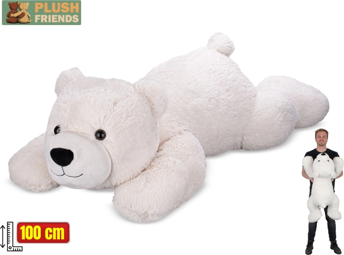 Pliušinis baltasis meškinas Plush Friends 100 cm – gulintis mielas draugas