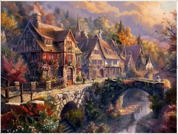 Norimpex Paint by Numbers Mountain Town by the Water 40 × 50 cm