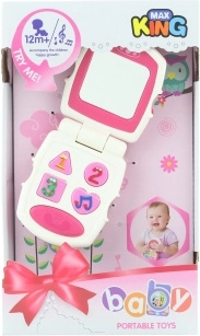 Rožinis kūdikių telefonas su garsais ir šviesomis
