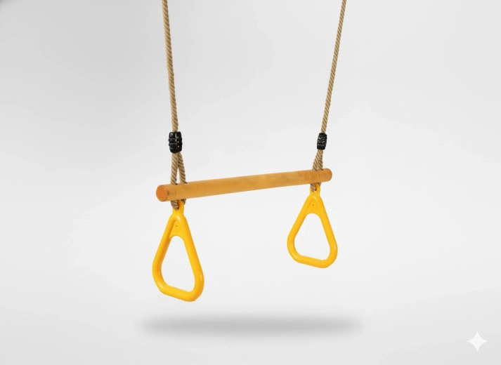 Medinės trapecijos formos sūpynės vaikams su trikampėmis rankenomis 3,5 × 40 × 110 cm