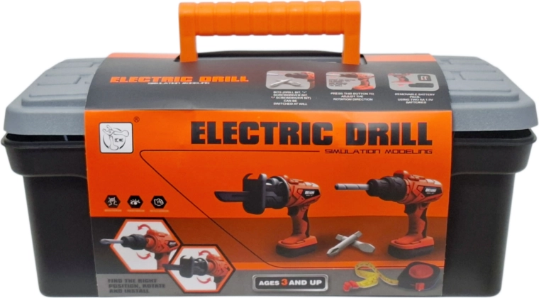 Vaikiškas elektrinis gręžtuvas lagaminėlyje