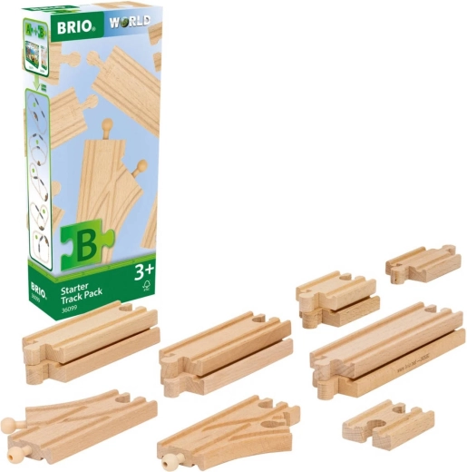 BRIO medinių bėgių pradinysis rinkinys, 12 dalių