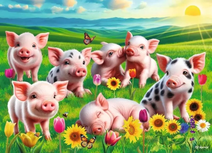 Ravensburger Puzzle Adorable Piglets 60 Pieces