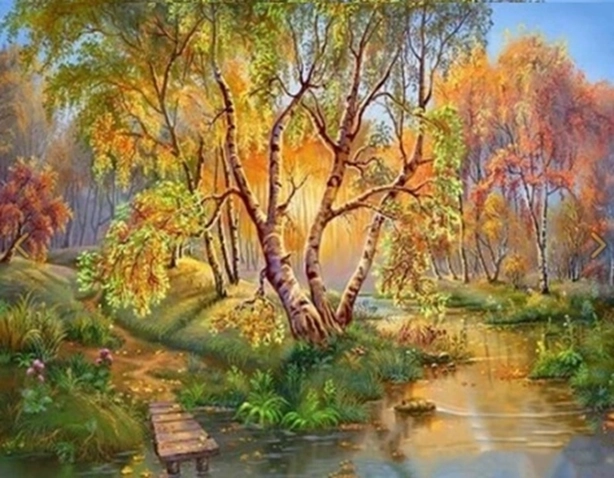 NORIMPEX Paint by Numbers Birch Trees by the Stream 40 × 50 cm