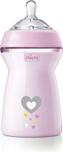 Chicco Natural Feeling antikolikinis kūdikių buteliukas 330 ml mergaitėms 6m+