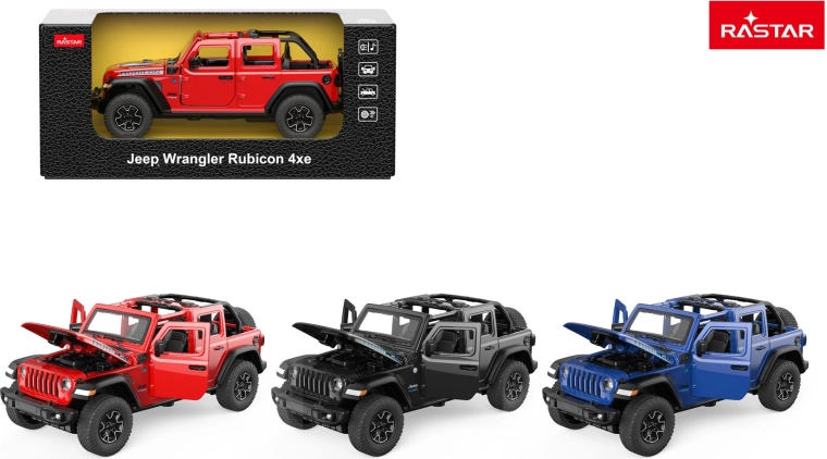 Jeep Wrangler Rubicon car model 1:32 Rastar red