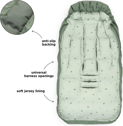 Done by Deer green winter stroller footmuff