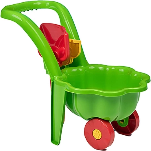 Children's garden cart with shovel and rake BAYO Daisy green