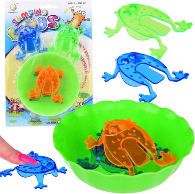 Skill game jumping frogs with a bowl