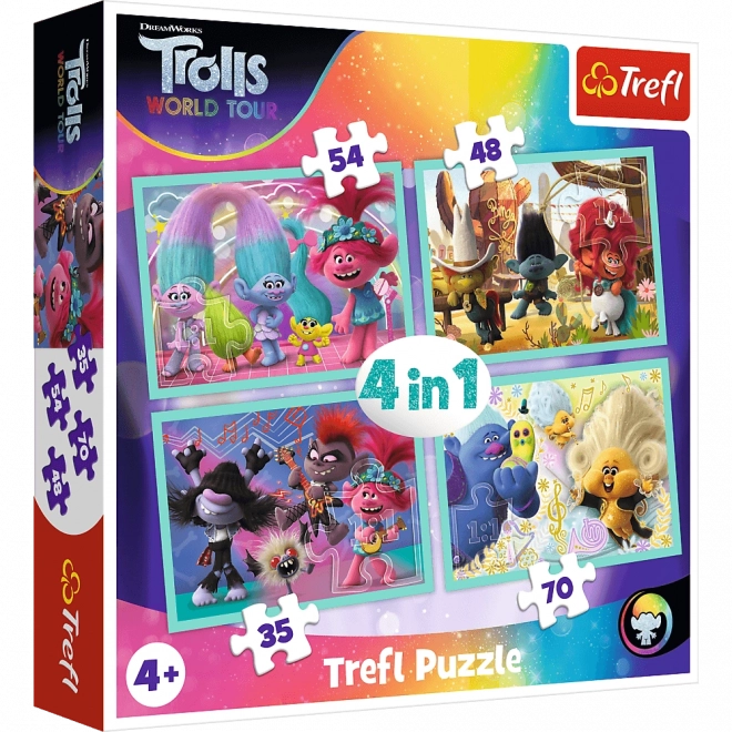 Puzzle TREFL Trolls World Tour 4-in-1 (35, 48, 54, 70 pieces)