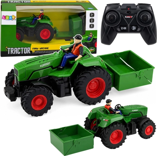 RC žemės ūkio traktorius su bortine priekaba 1:24