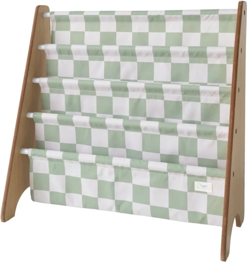 3 Sprouts knygų stovas recycled checkerboard green