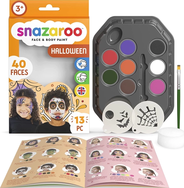 Snazaroo set of 8 face and body paints with Halloween stencils
