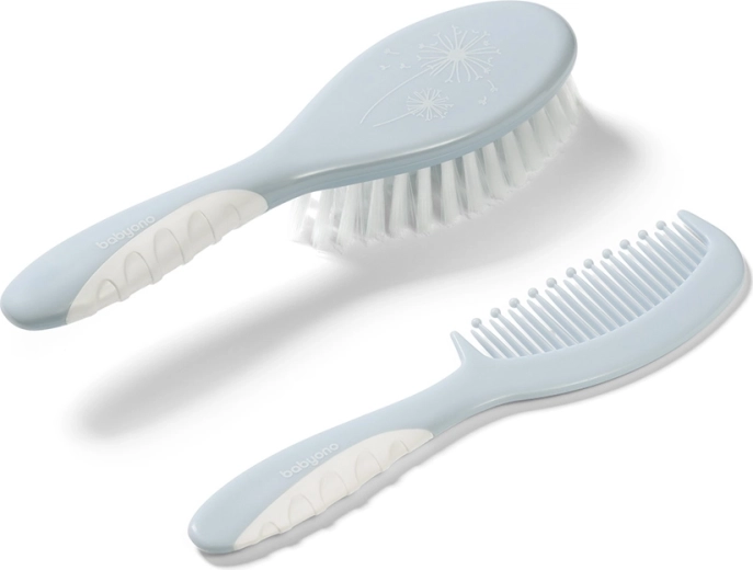 BabyOno baby hair brush and comb with non-slip handle, blue