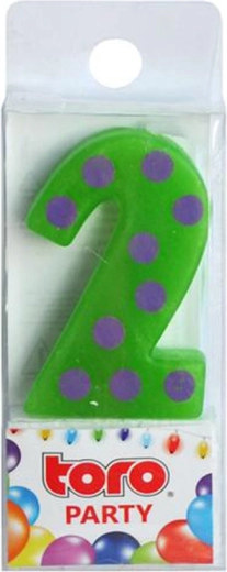 Tortinė žvakutė skaičius 2 TORO, įsmeigiama, 4,5 cm