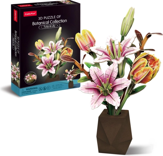 CubicFun 3D Puzzle Botanical Collection Tulips and Lilies, 103 Pieces