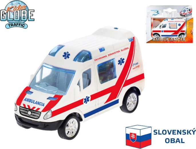 Kids Globe Traffic slovakiška greitosios pagalbos mašina su atgalinio važiavimo pavara, 8 cm