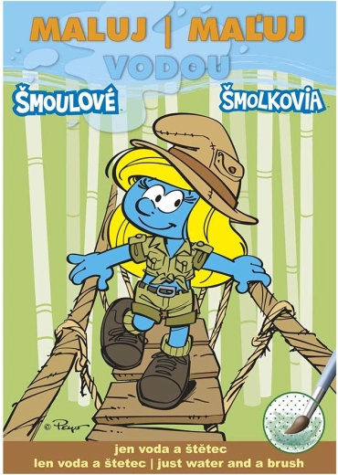 Spalvinimo knygelė „Spalvink vandeniu“ Šmoulai – džiunglės (A5)