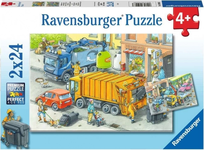 Ravensburger dėlionė Šiukšliavežiai ir evakuatorius 2x24 detalės