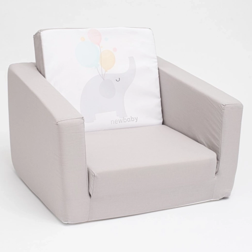 New Baby Elephant Children's Fold-Out Armchair, Grey