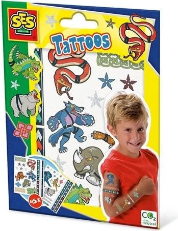 SES metallic temporary tattoos for kids – animal warriors