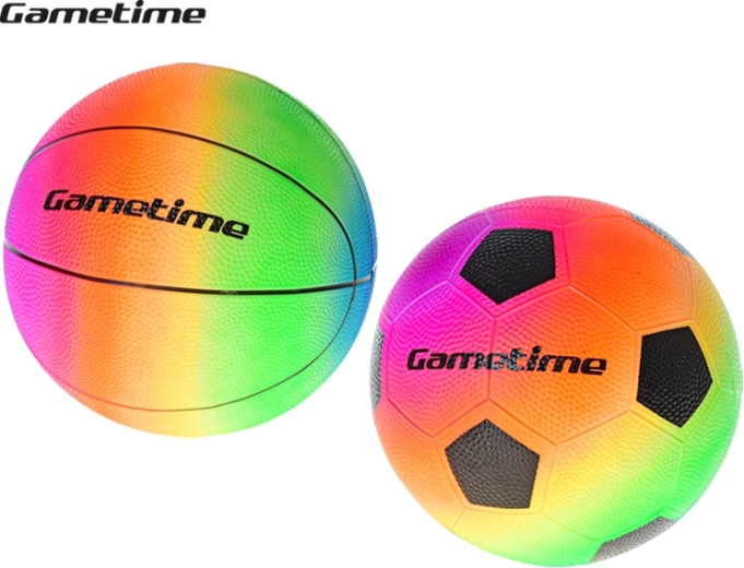 Vaivorykštinis kamuolys GAMETIME 23 cm – krepšinio arba futbolo