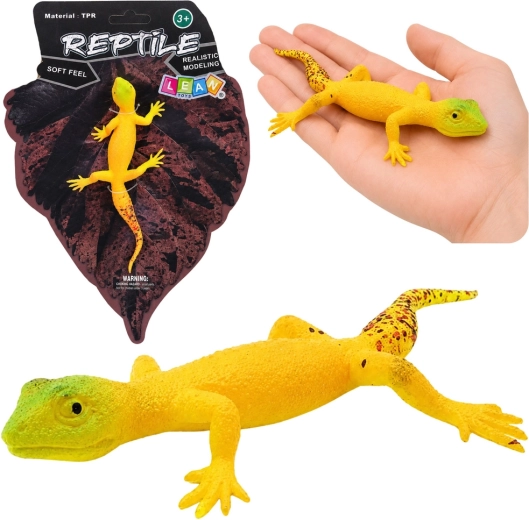 Realistic rubber golden gecko figurine 15.5 cm