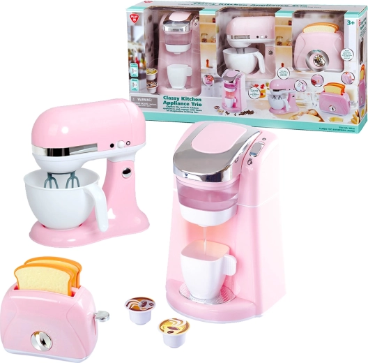 Playgo three stylish pink kitchen appliances (coffee maker, blender, toaster)