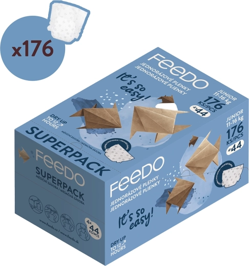 FEEDO disposable diapers Junior 5 for children weighing 11–16 kg - 176 pcs