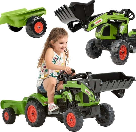 Falk pedal tractor Claas Arion 410 with loader and trailer for children aged 2–5