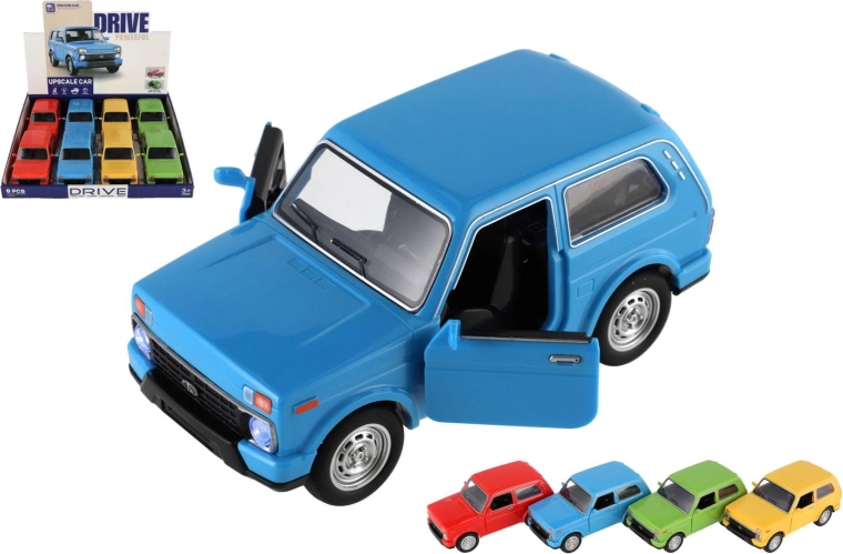 Plastikinis inercinis automobiliukas su garsu ir šviesa 15 cm (spalvų miksas)